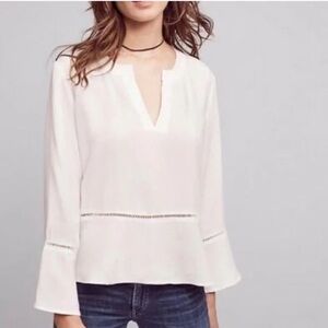 Anthropologie Cloth & Stone Aria Henley Bell Sleeve Top Blouse
